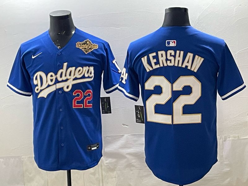 2026 Men Nike Los Angeles Dodgers #22 Kershaw Blue gold Game MLB Jersey 007